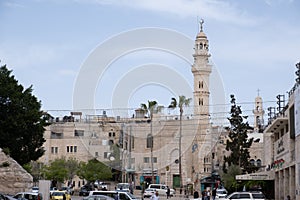 Bethlehem, Palestine - 10 April, 2023. View of the Mosque of Omar or Umar