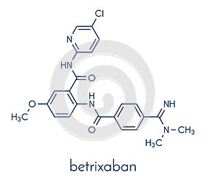 Betrixaban anticoagulant drug molecule. Skeletal formula.