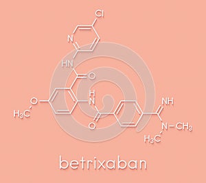 Betrixaban anticoagulant drug molecule. Skeletal formula.
