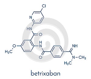 Betrixaban anticoagulant drug molecule. Skeletal formula. photo