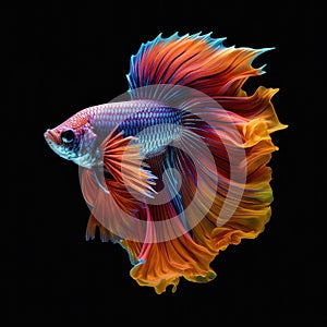 Betta fish,Betta fish isolated on black background,Generative, AI, Illustration