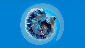 Betta fish in a clear blue background