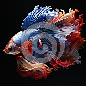 betta fish, fish fighters, ios background style, siamese fish fighting isolated on background