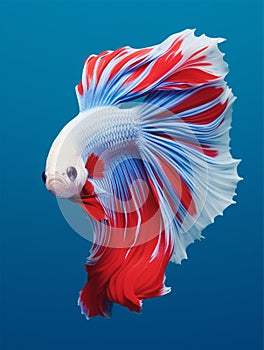 betta fish, fish fighters, ios background style, siamese fish fighting isolated on black background,