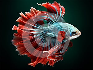 betta fish, fish fighters, ios background style, siamese fish fighting isolated on black background,