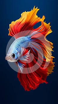 betta fish, fish fighters, ios background style, siamese fish fighting isolated on black background,