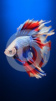 betta fish, fish fighters, ios background style, siamese fish fighting isolated on black background,