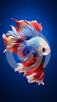 betta fish, fish fighters, ios background style, siamese fish fighting isolated on black background,