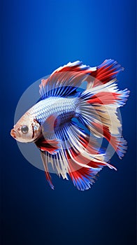 betta fish, fish fighters, ios background style, siamese fish fighting isolated on black background,