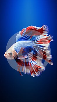 betta fish, fish fighters, ios background style, siamese fish fighting isolated on black background,