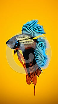 betta fish, fish fighters, ios background style, siamese fish fighting isolated on black background,