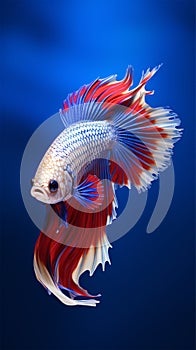 betta fish, fish fighters, ios background style, siamese fish fighting isolated on black background,