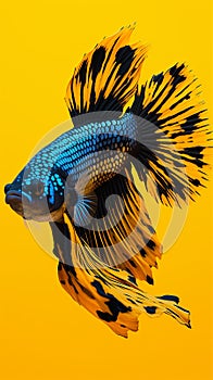 betta fish, fish fighters, ios background style, siamese fish fighting isolated on black background,