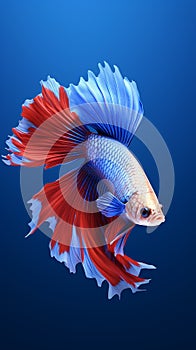 betta fish, fish fighters, ios background style, siamese fish fighting isolated on black background,