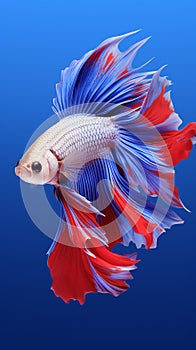 betta fish, fish fighters, ios background style, siamese fish fighting isolated on black background,