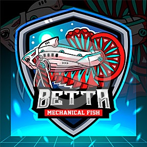 Betta fish mecha robot mascot. esport logo design