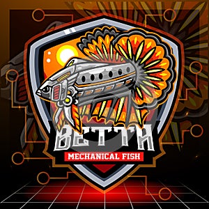 Betta fish mecha robot mascot. esport logo design