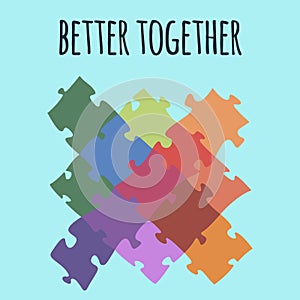 Better together logotype design made of puzzle vector colorful illustration