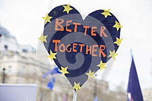 Better together, pro European union brexit sign