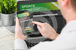 Betting bet sport phone gamble laptop concept