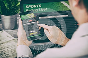 Betting bet sport phone gamble laptop concept