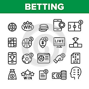 Betting Football Game Collection Vector Icons Set