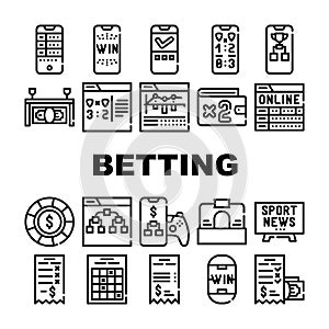 Betting On Gambling Collection Icons Set Vector