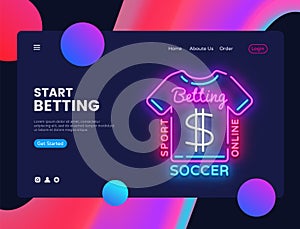 Betting Sport neon creative website template design. Vector illustration Betting Sport concept for website and mobile