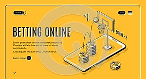 Online bookmaker landing page vector template photo