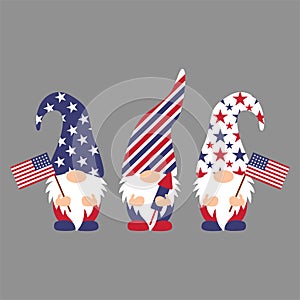 Patriotic Gnomes 4th of July Gnomes vector t shirt design photo