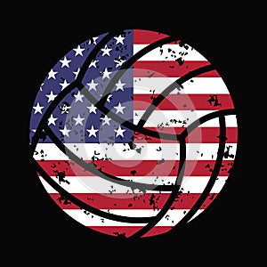 grunge baseball, softball, volleyball, golf ball, basketball with usa flag vector