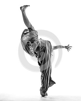 Beuatiful female dancer. White background