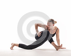 Beuatiful female dancer. White background