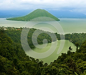 The beuaty of Laguna Ngade Lake and Maitara Island in Ternate, Indonesia