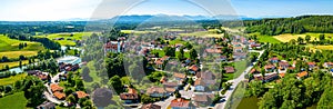 Beuerberg Bavarian Pre Alps. Aerial scenic Panorama.