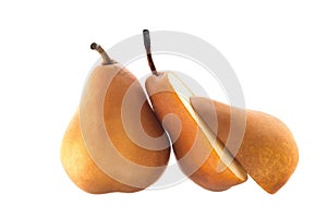 Beurre Bosc pear sliced in halves photo