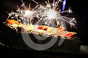 A beutiful Birthday cake sparkling photo