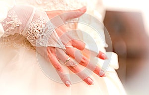 Beutiful hand of fiancee