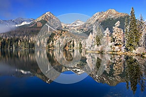 Krásné horské jezero s odrazem