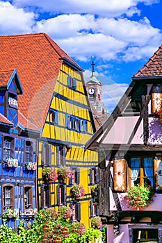 Beutiful places of France - colorful Riquewihr village in Alsace