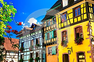 Beutiful places of France - colorful Riquewihr village in Alsace photo