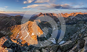 Beutiful Tatras nature summer landcape with mountain and lake