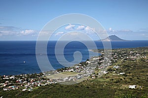 Beutiful view to the coast in Saint Kitts and Nevis island in Caribbean sea