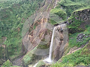 Beutifull hiden waterfall of rinjani mountain photo