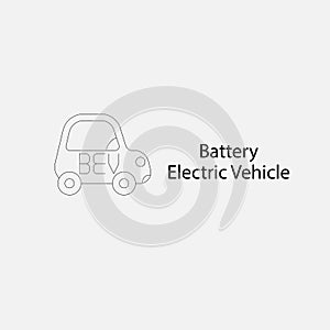 BEV,EV,Battery Electric Vehicle Icon.Electric car icon and charger station. Battery power plug.Home Charging.Solid State Battery.