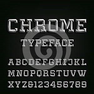 Beveled Chrome Alphabet Vector Font.