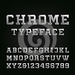 Beveled Chrome Alphabet Vector Font. photo
