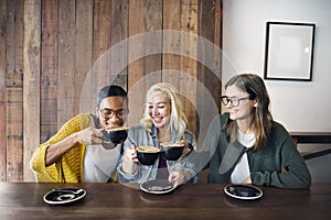 Beverage Break Cafe Coffee Cheerful Femininity Concept