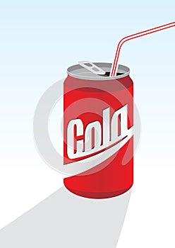 Beverage can with straw, red