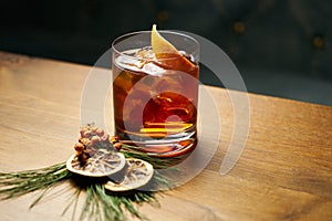 Beverage cocktail with cognac or whiskey cola